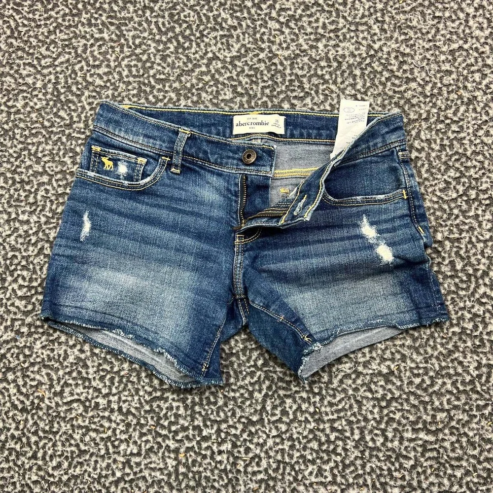 Abercrombie Denim Shorts Kids Girls 16 Blue Distressed Cut Off Stretch